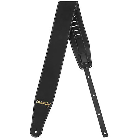Sadowsky Bass Strap MetroLine en cuir logo doré Black