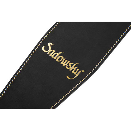 Bass Strap MetroLine en cuir logo doré Black Sadowsky