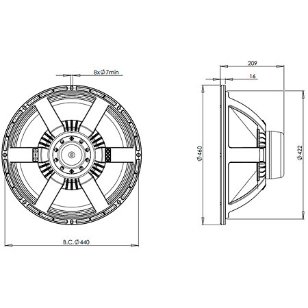 18NW100 8 Ohm Push Buttons B&C Speakers