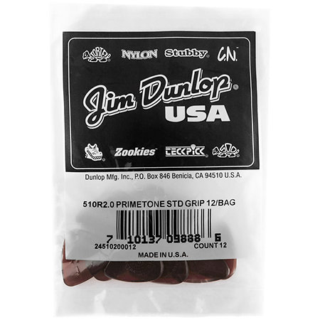 510R200 Primetone Standard Grip 2,00 mm Sachet de 12 Dunlop