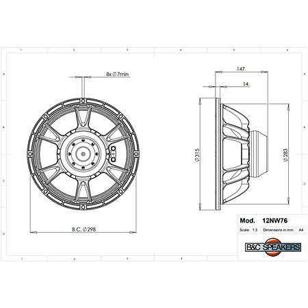 12NW76 4 Ohm B&C Speakers