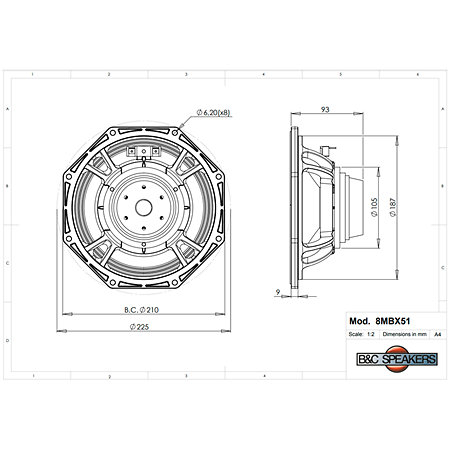 8MBX51 16 Ohm B&C Speakers