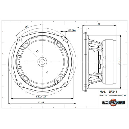 5FG44 8 Ohm B&C Speakers