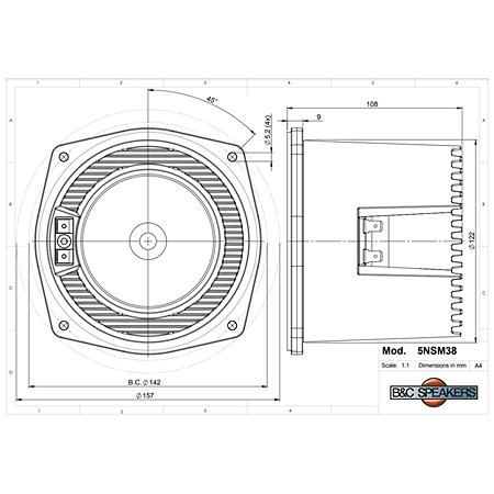 5NSM38 8 Ohm B&C Speakers