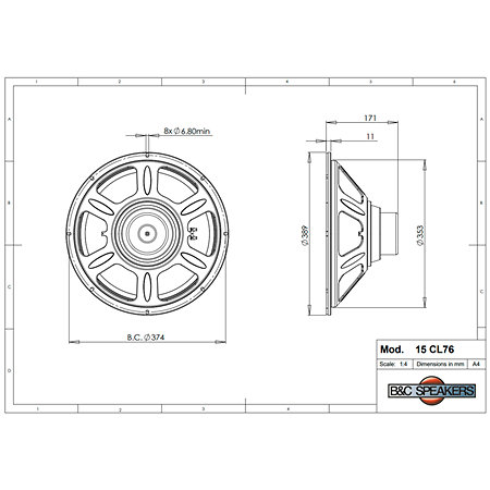 15CL76 8 Ohm B&C Speakers