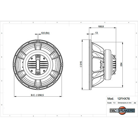 12FHX76 8 Ohm Coaxial B&C Speakers