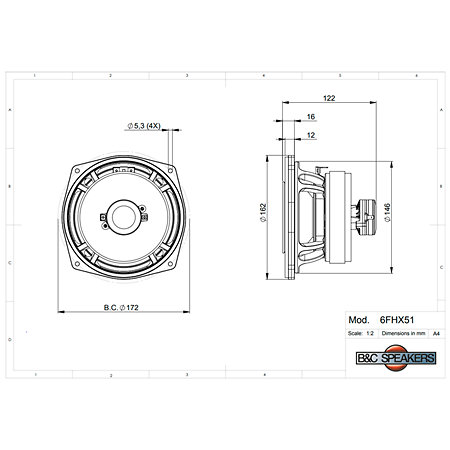 6FHX51 8 Ohm Coaxial B&C Speakers