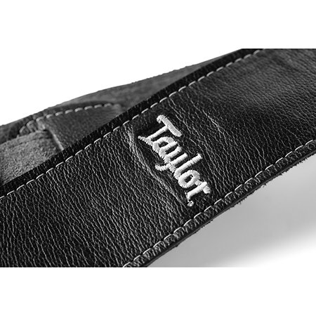 4102-25 Strap Black Leather Suede Back 2.5" Black Leather Silver Logo Taylor