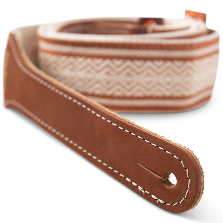 4014-20 Academy Strap Wht/Brn Jacquard Cotton 2" Amber Buckle Taylor