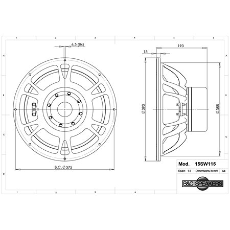 15SW115 4 Ohm B&C Speakers