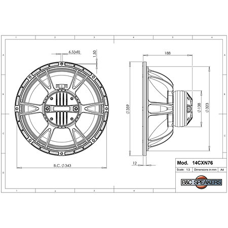 14CXN76 8 Ohm Coaxial B&C Speakers