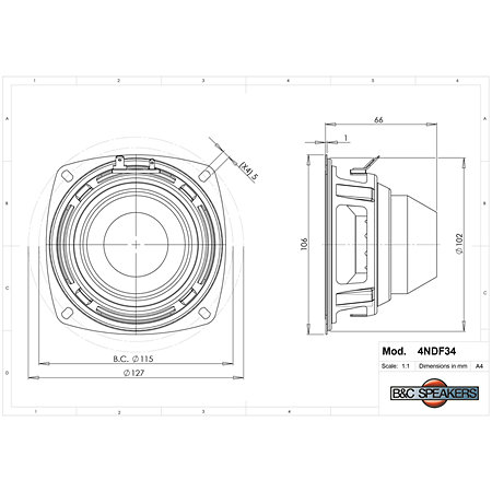 4NDF34 8 Ohm B&C Speakers