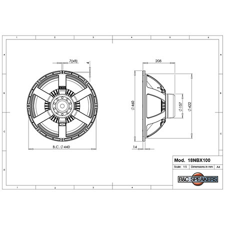 18NBX100 4 Ohm B&C Speakers