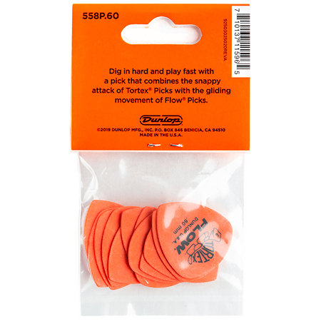 558P060 Tortex Flow Standard 0,60 mm Sachet de 12 Dunlop