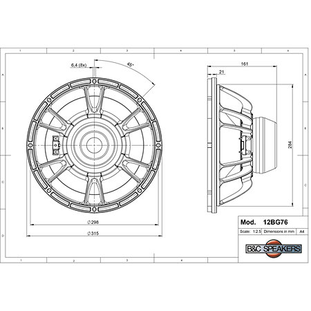 12BG76 8 Ohm B&C Speakers