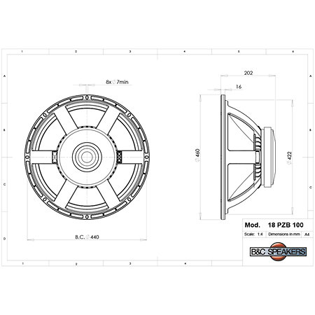 B&C Speakers 18PZB100 4 Ohm