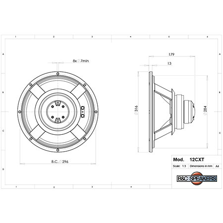 12CXT 8 Ohm Coaxial B&C Speakers