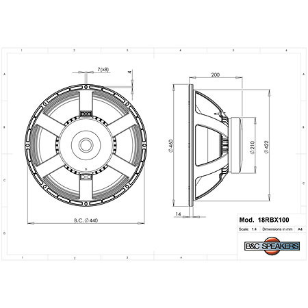 18RBX100 4 Ohm B&C Speakers