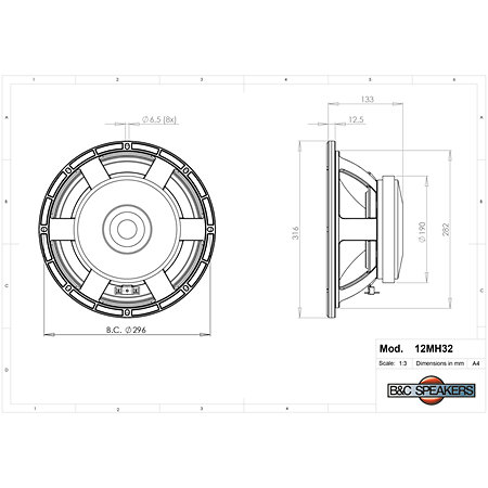 12MH32 8 Ohm Push Buttons B&C Speakers