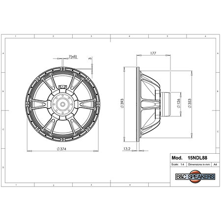 15NDL88 8 Ohm Push Buttons B&C Speakers