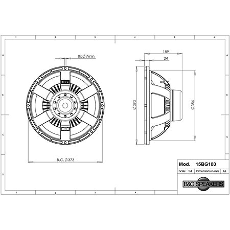 15BG100 8 Ohm Push Buttons B&C Speakers