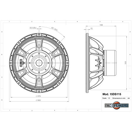 15DS115 8 Ohm Push Buttons B&C Speakers