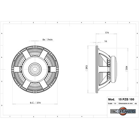 15PZB100 8 Ohm Push Buttons B&C Speakers
