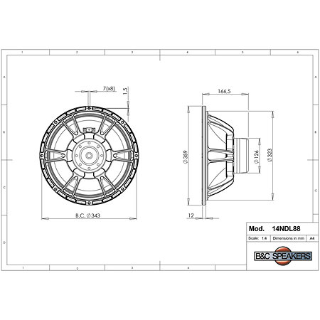 14NDL88 8 Ohm Push Buttons B&C Speakers