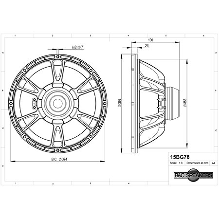 15BG76 8 Ohm Push Buttons B&C Speakers