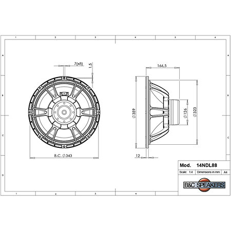 14NDL88 4 Ohm Push Buttons B&C Speakers