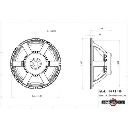 18PS100 8 Ohm Push Buttons B&C Speakers
