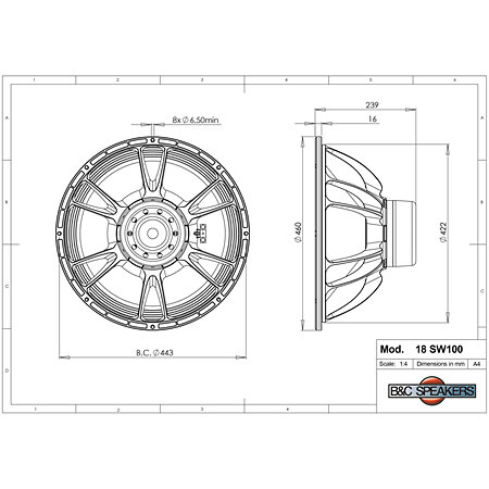 18SW100 8 Ohm Push Buttons B&C Speakers