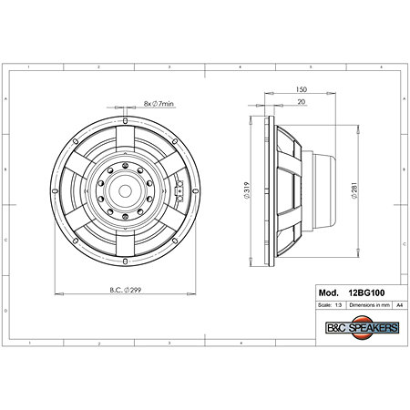 12BG100 8 Ohm Push Buttons B&C Speakers