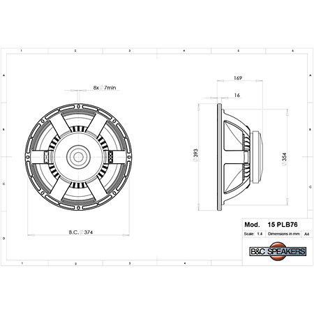 15PLB76 8 Ohm Push Buttons B&C Speakers