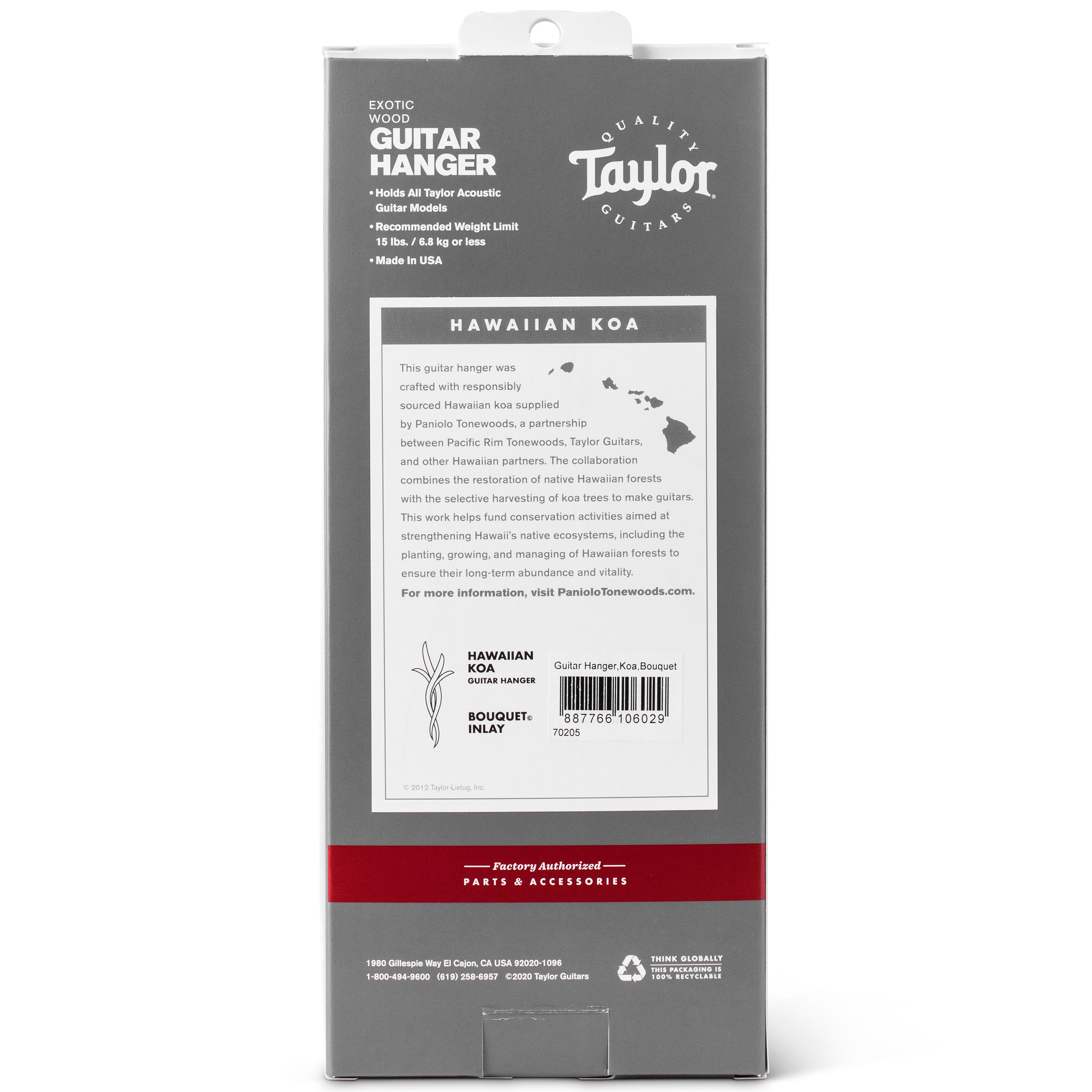 Taylor Support Taylor Support mural en koa avec incrustation en bois - Stands ...