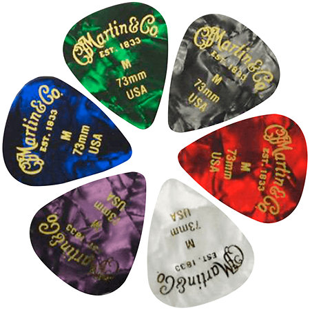 Martin Guitars A0096 Pick Medium Sachet de 6 Multicolores
