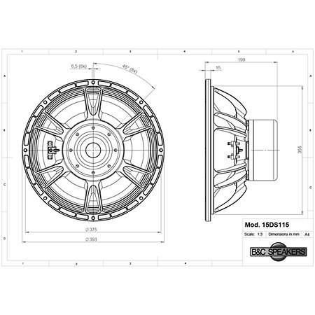 15DS115 4 Ohm Push Buttons B&C Speakers