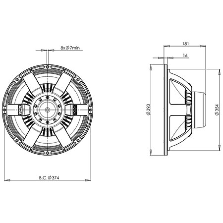 15NW100 8 Ohm Push Buttons B&C Speakers