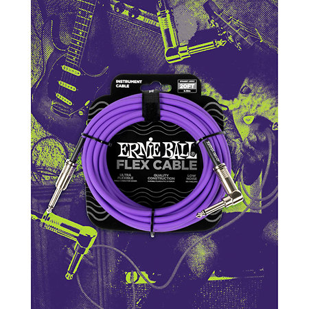 6466 Flex Instrument Cable Straight / Angle Jack 20' Purple 6m Ernie Ball