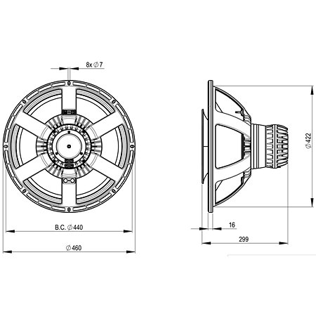 18HTX100 8 Ohm Triax B&C Speakers