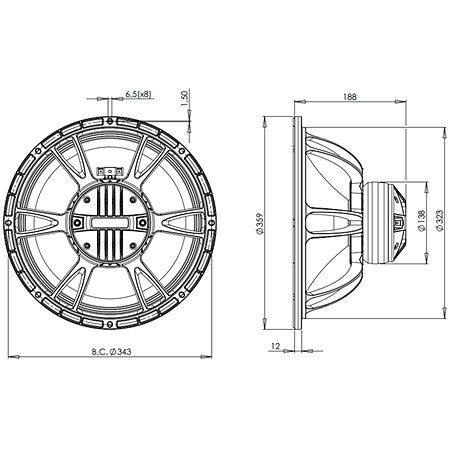 14CXN76 8 Ohm Push Buttons B&C Speakers