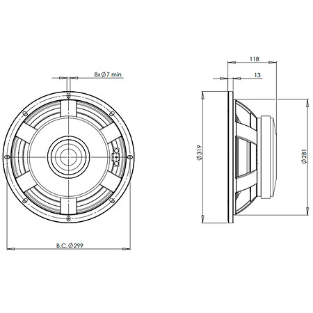 12PS100 8 Ohm Push Buttons B&C Speakers