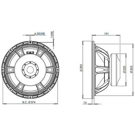 15TBW100 8 Ohm Push Buttons B&C Speakers