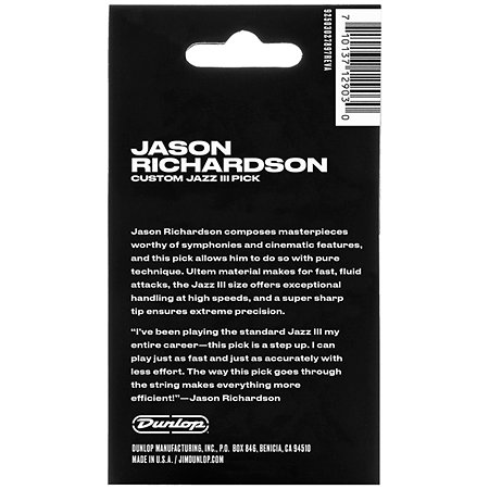 561PJR Jason Richardson Custom Jazz III 1,38 mm Sachet de 6 Dunlop