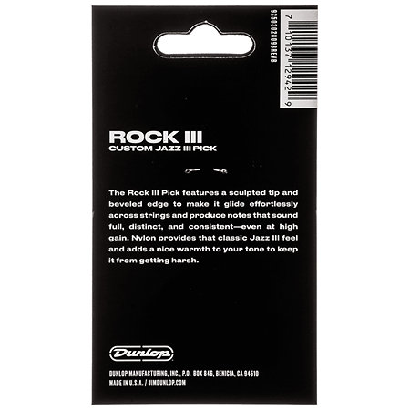 570P138 Rock III Custom Jazz III 1,38 mm Sachet de 6 Dunlop