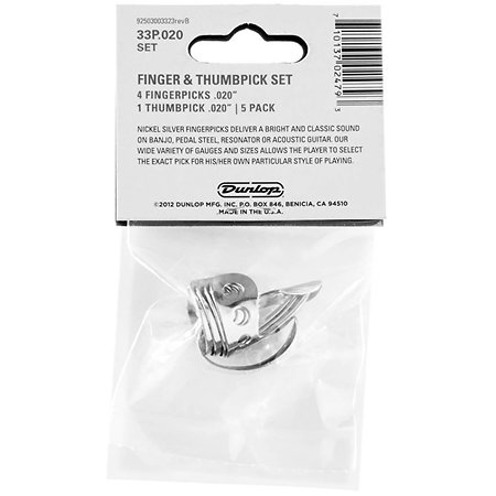 33P020 Onglet doigt Nickel 0,020 Sachet de 5 Dunlop