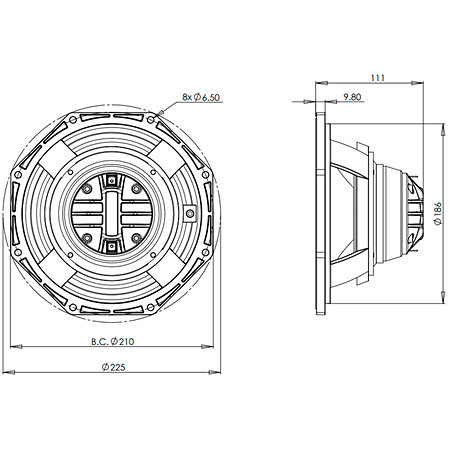 B&C Speakers 8CXN51 8+16 Ohm