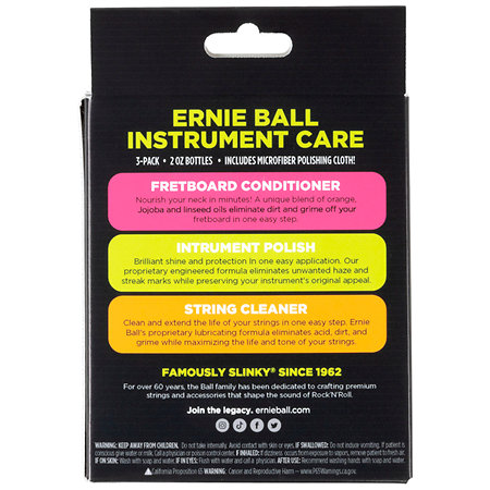 Ernie Ball 4225 Pack de 3 produits entretien guitare + microfibre