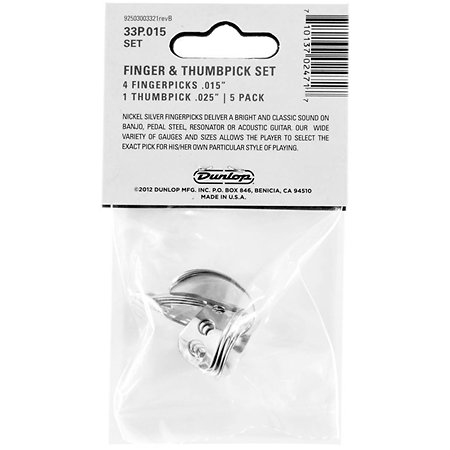 33P015 Onglet doigt Nickel 0,015 Sachet de 5 Dunlop