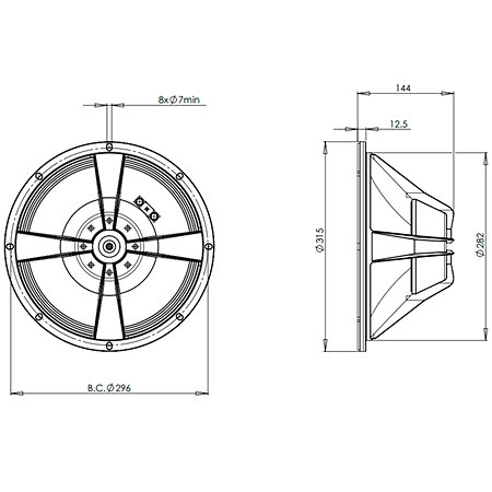 12HPL76 8 Ohm Push Buttons B&C Speakers